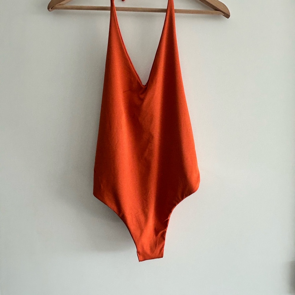 Othersea X Simons Swim collab burnt orange metallic one-piece